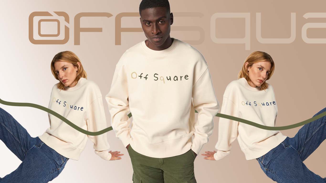 three people in the photo studio wearing eco friendly clothing
